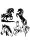 Premium Vinyl Horses Wall Stickers, Self-Adhesive, Black, Multiple Poses ( Large)