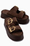 Jenet Brown Suede Double-Strapped Women's Slippers - 4