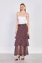 Women's Belted Polka Dot Ruffled Long Skirt - Bitter Brown - 3