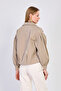 Women's Polo Collar Zipper Jacket - Khaki - 5
