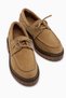 Matina Genuine Leather Honey Foam Lace-Up Thick Sole Women's Loafer Shoes - 5