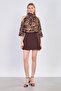Women's Belted Plaid Long Chiffon Skirt - Stone - 3