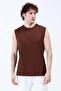 Men's Crew Neck Basic 100% Cotton Sleeveless T-Shirt Brown - 26Y 1000 - 2