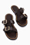 Linah Brown Double-Striped Women's Slippers - 5
