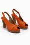 Bernis Genuine Leather Orange Buckle Platform Heeled Women's Shoes - 4