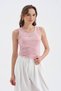 Women's Print Detailed Design Crop Top with Metal Brand Logo on the Front - 2