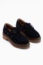 Matina Genuine Leather Navy Blue Suede Lace-Up Thick Sole Women's Loafer Shoes - 4