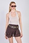 Women's halter neck crop top with chest pads - beige - 4