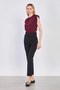 Women's Belted Fabric Pants - Black - 4