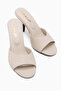 Marcia Genuine Leather Beige Heeled Women's Slippers - 5