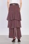 Women's Belted Polka Dot Ruffled Long Skirt - Bitter Brown - 5