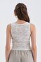 Women's Print Detailed Design Crop Top with Metal Brand Logo on the Front - 3