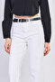 Women's j92 belted straight jean pants - white - 7