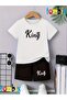 King Small Crown Printed T-Shirt Shorts Summer Children's Set