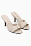 Marcia Genuine Leather Beige Heeled Women's Slippers - 3