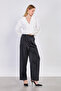 Women's Satin Short Blouse with Ruffles on the Front - Ecru - 4