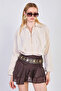 Women's Zippered Puffer Jacket - Stone - 2