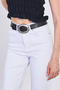 Women's Belted Cropped Jean Trousers - White - 4