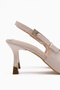 Lavin Beige Stone Detailed Women's Heeled Shoes - 6