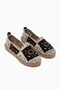 Rosie Brown Bohemian Knitted Patterned Espadrille Loafer Women's Shoes - 5