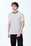 Men's Crew Neck Cotton Striped T-Shirt Navy Blue - 26Y 4039