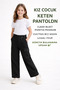 38504-26 Girls' Linen Trousers with Cargo Pocket Detail, Elastic Waist, Comfortable Fit, Casual Trousers - 2