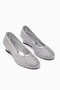 Viola Genuine Leather Silver Knitted Women's Heeled Shoes - 4