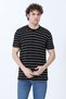 Men's Crew Neck Cotton Striped T-Shirt Black - 26Y 4039 - 3