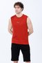 Men's Crew Neck Printed 100% Cotton Sleeveless T-Shirt Orange - 26Y 2752 - 4