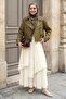 Gathered Layered Cream Voile Skirt - 2