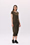 Women's Buckle Detailed Sleeveless Combed Cotton Blouse 6244 Khaki - 2