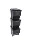 waste sorting bins, stackable, 3 x 22 L, durable plastic, grey
