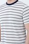 Men's Crew Neck Cotton Striped T-Shirt Navy Blue - 26Y 4039 - 2