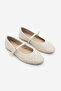 Women's Round Toe Strappy Knitted Pattern Mary Jane Daily Ballet Flats Avinel Ecru - 5