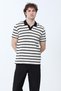 Men's Polo Collar Cotton Striped T-Shirt Black - 26Y 4022 - 6