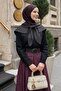 Black Shirt with Polka Dot Collar Trim - 2