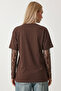 Lace Detailed Oversize Modal T-Shirt Lnt0028 Brown - 4