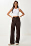 Belted Ribbed Detailed Knitted Trousers Lub0329 Aci Brown - 2