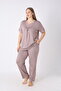 Women's Plus Size Viscose Lace Detailed Short Sleeve Comfortable Fit Pajama Set - 2