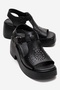 Romina Black Skin Genuine Leather Trocley Women's Platform Heeled Sandals