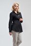 Women's Black Large Metalized 2-Button Cuff Slim Fit Cotton Lycra Shirt - 5