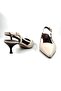 Women's Cream Pointed Toe Open Back Short Heeled Stiletto - 3