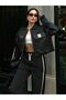 Premium Quality Imported Fabric Stripe Detailed Black Sporty Stylish Women's Double Suit - 5