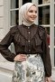 Ruffle Collar Bitter Brown Shirt - 4