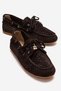 Stevo Brown Suede Genuine Leather Perforated Lace-Up Women's Loafer Shoes