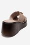 Fianna Beige Suede Genuine Leather Buckle Cross-Strap Women's Wedge Heeled Slippers - 5