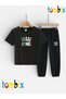 Crown Colorful King Printed T-Shirt and Sweatpants (with Pocket) Children's Top and Bottom Set