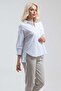 Women's White Cord Detailed Oversize Cotton Lycra Shirt - 4