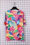 Women's Plus Size Lycra V-Neck Floral Patterned Elastic Short Sleeve Mom T-Shirt Combed Cotton Blouse - 4