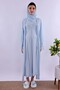 Comfortable Cut Cotton Dressing Gown with Hijab Maternity Nightgown Set Effortt - Blue - 6